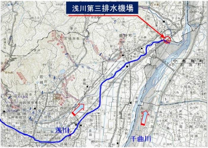 浅川第三排水機場位置図