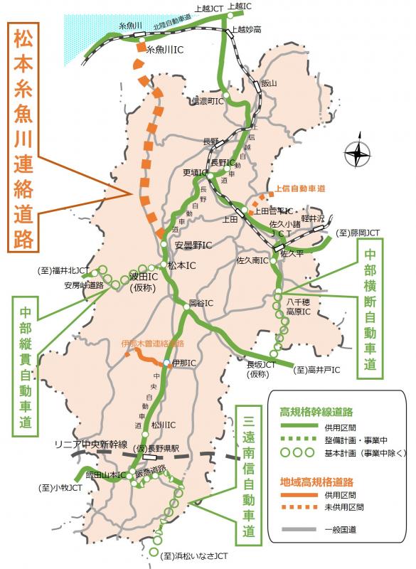 長野県内の高規格道路