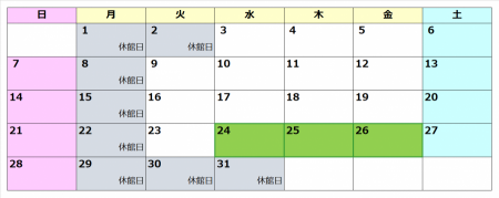 12月の特別ポイント日は、24日、25日、26日です。