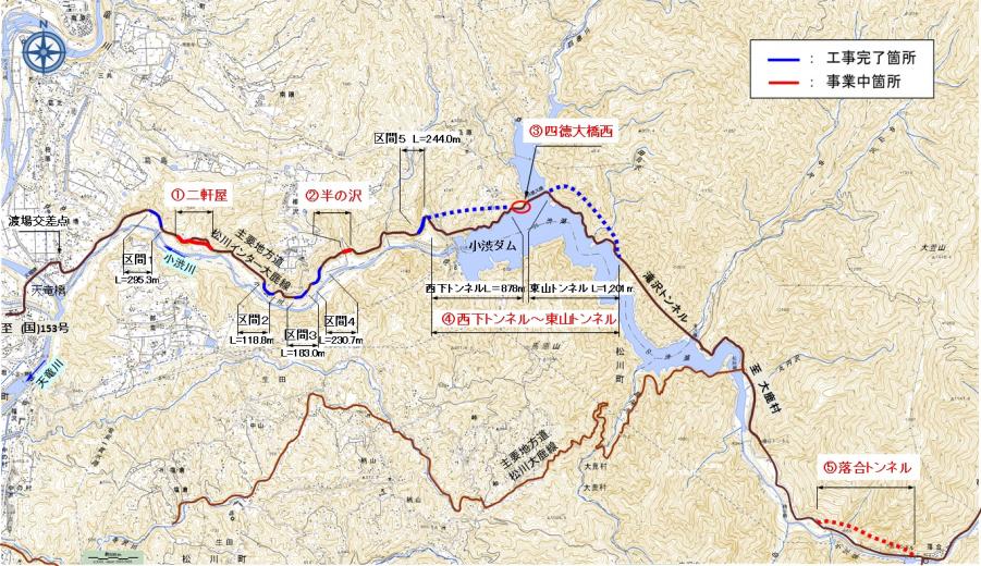 松川インター大鹿線の位置図