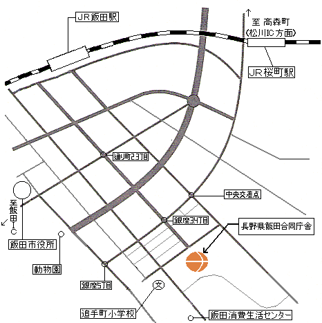 地図：下伊那地方事務所税務課への詳細案内図