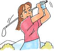 ゴルフをする女性のイラスト